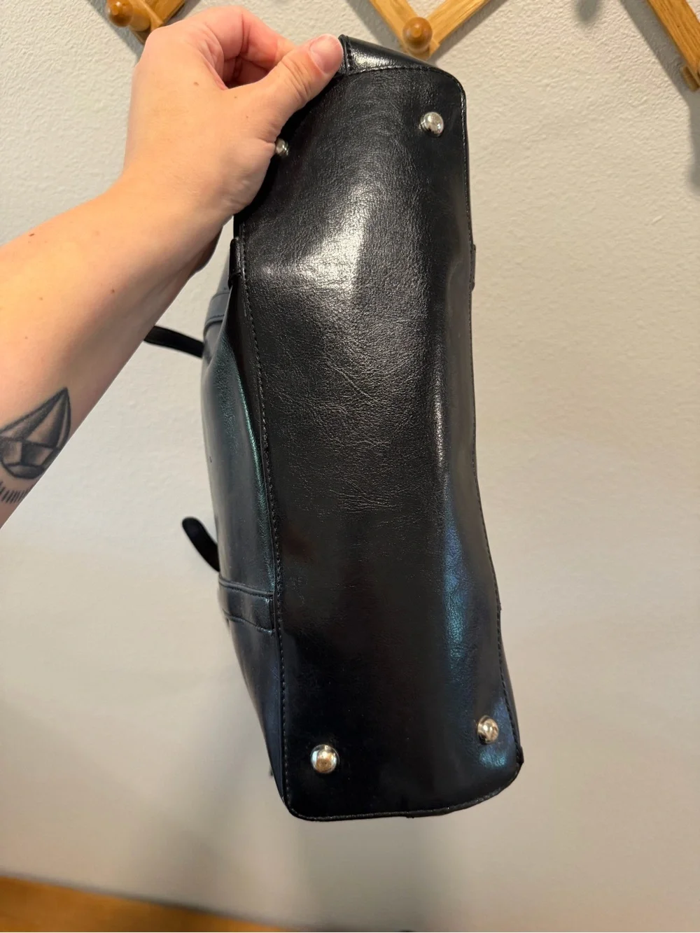 Bostanten Carol Women Work Tote Bag 15.6'' Laptop Black Leather